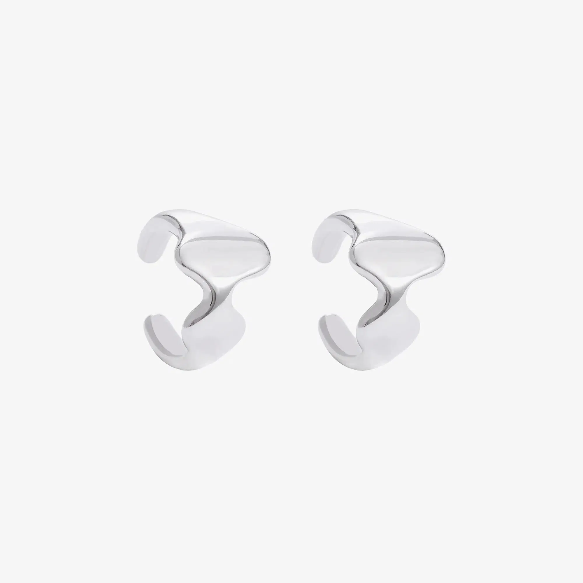 Special-shaped Polished Silver Ear Clips