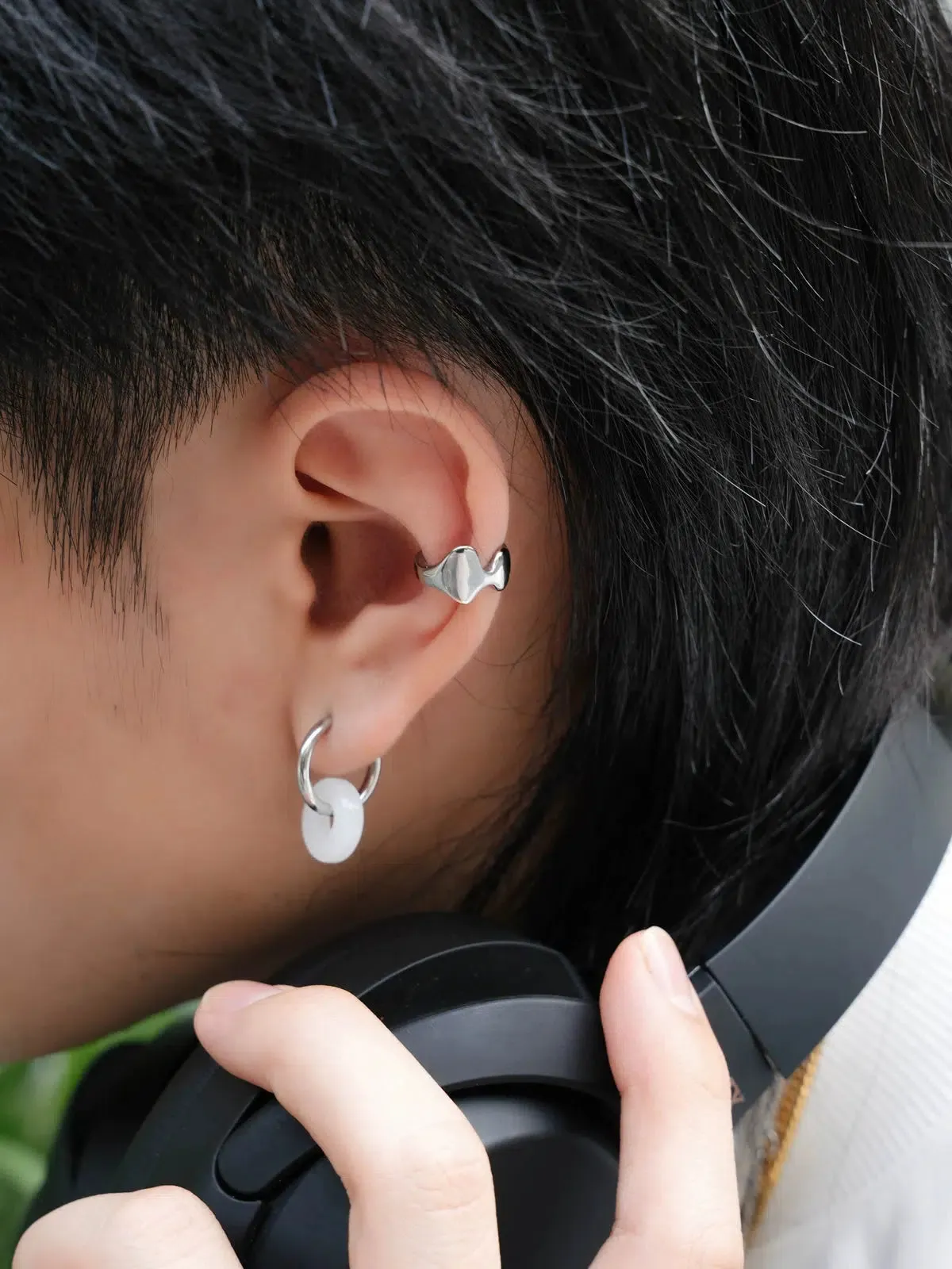 Special-shaped Polished Silver Ear Clips