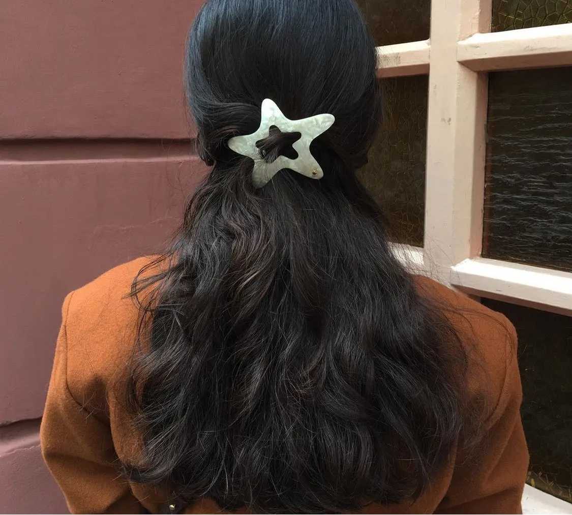 Star Handmade Hair Clip pearl white