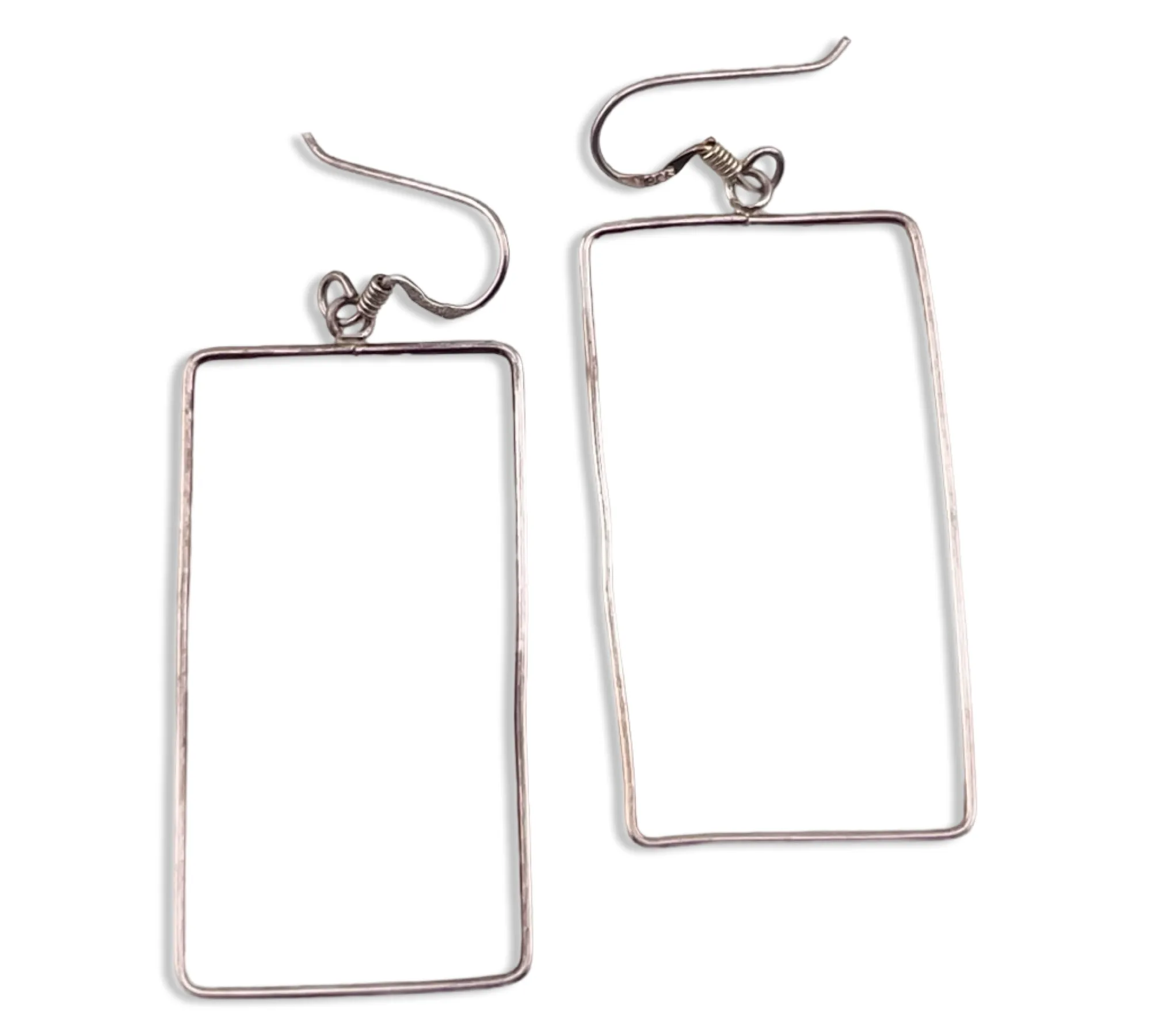 sterling silver thin rectangle hook dangle earrings