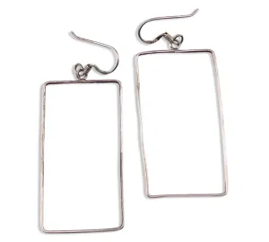 sterling silver thin rectangle hook dangle earrings