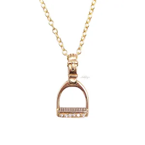 Stirrup Pendant, Diamonds & 14k gold (Small)