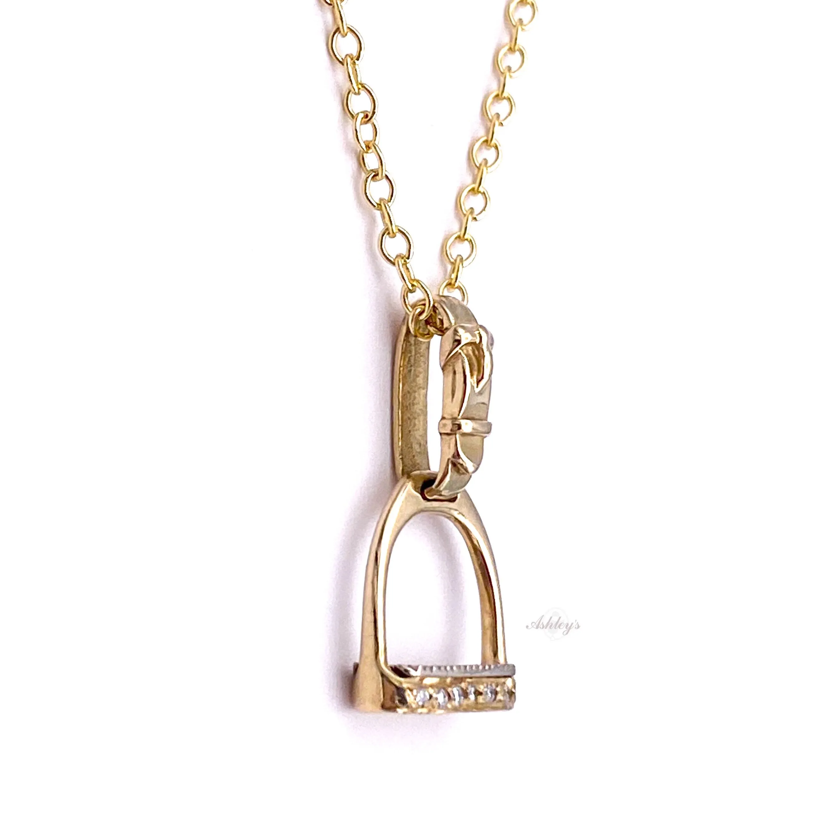 Stirrup Pendant, Diamonds & 14k gold (Small)