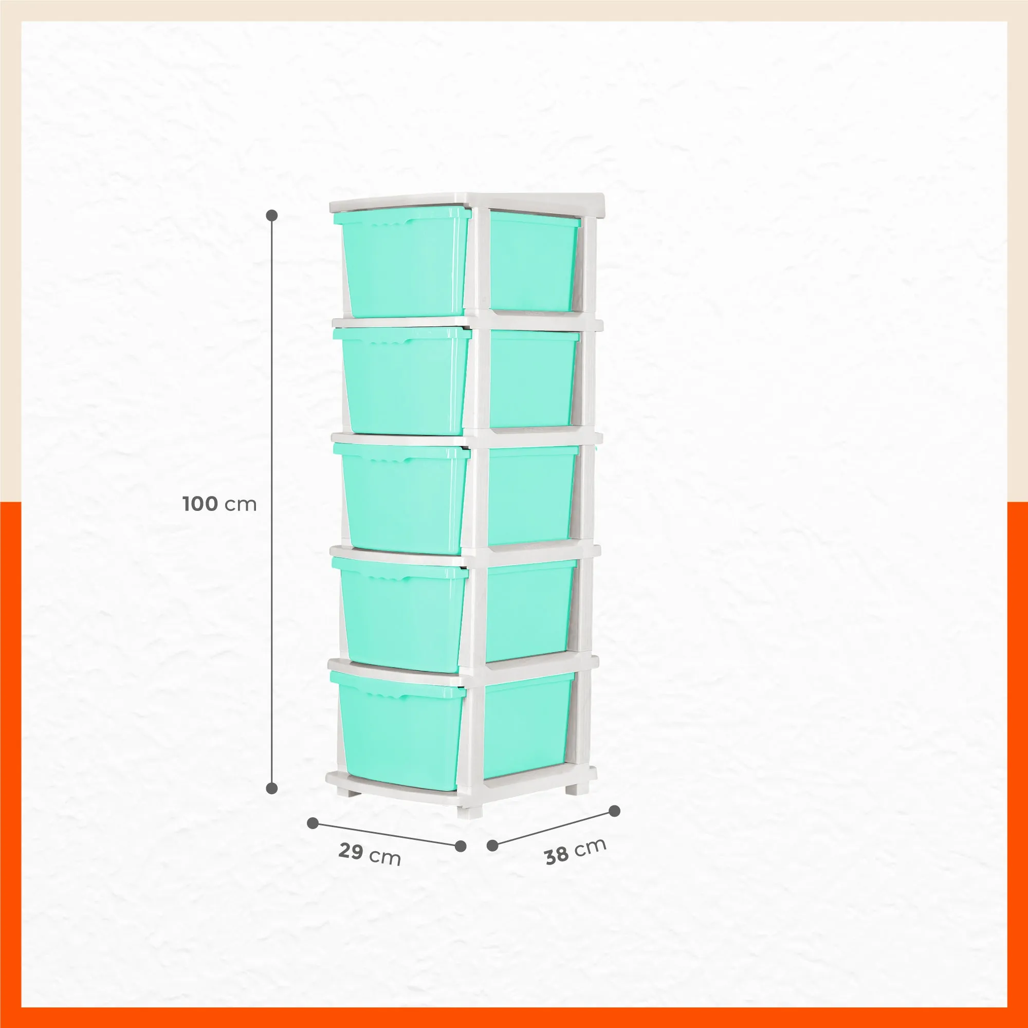 Stomo 5 Drawer Multi-Purpose Storage Organizer for Home and Office (Jade)