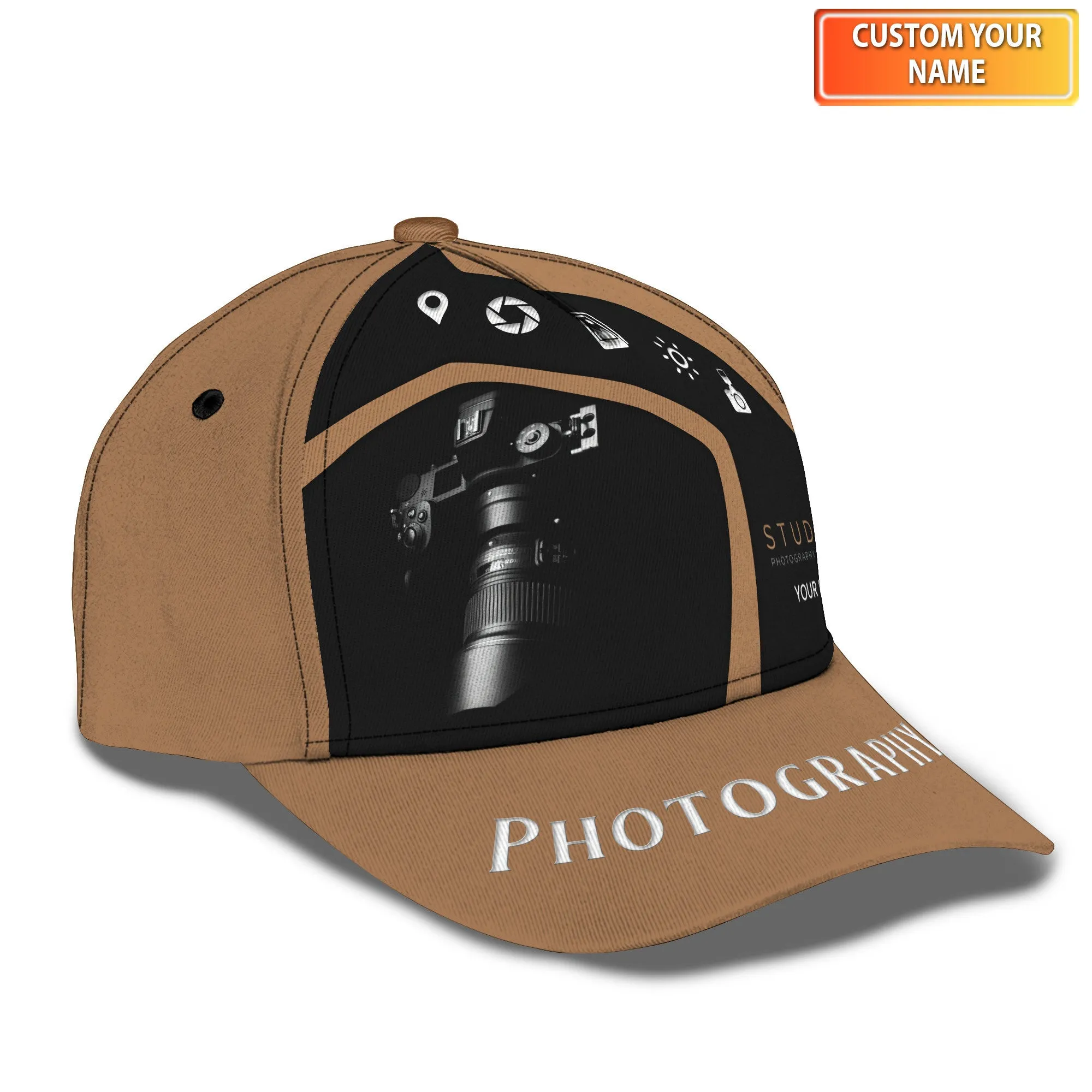 Studio Photography Cap Personalized Name 3D Photographer, Videographer Cap