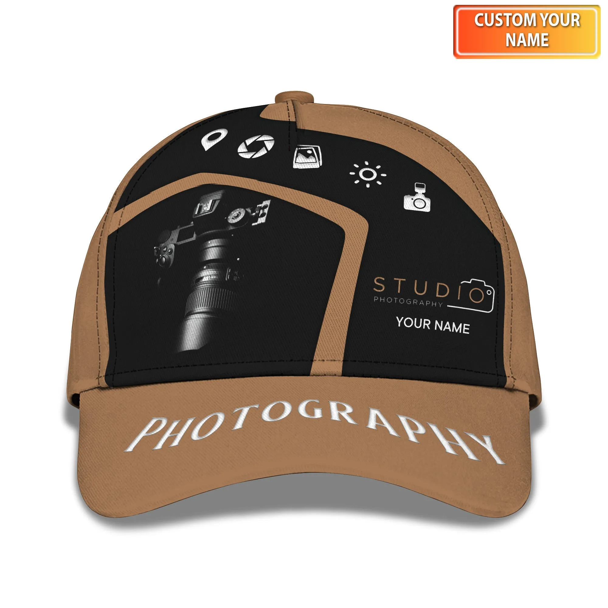 Studio Photography Cap Personalized Name 3D Photographer, Videographer Cap