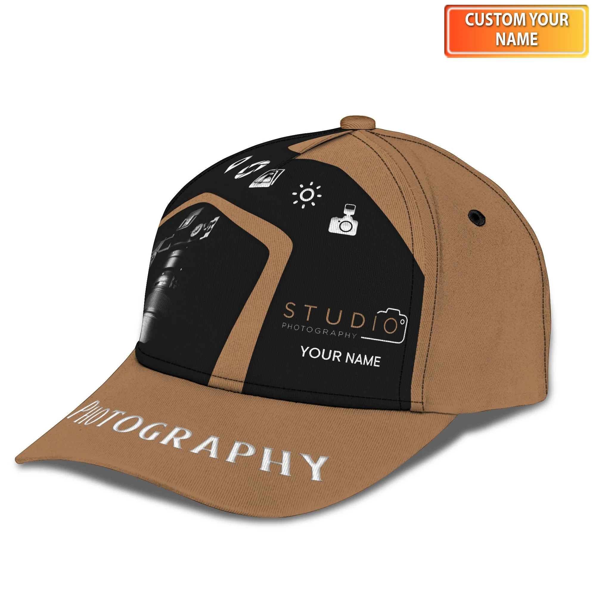 Studio Photography Cap Personalized Name 3D Photographer, Videographer Cap