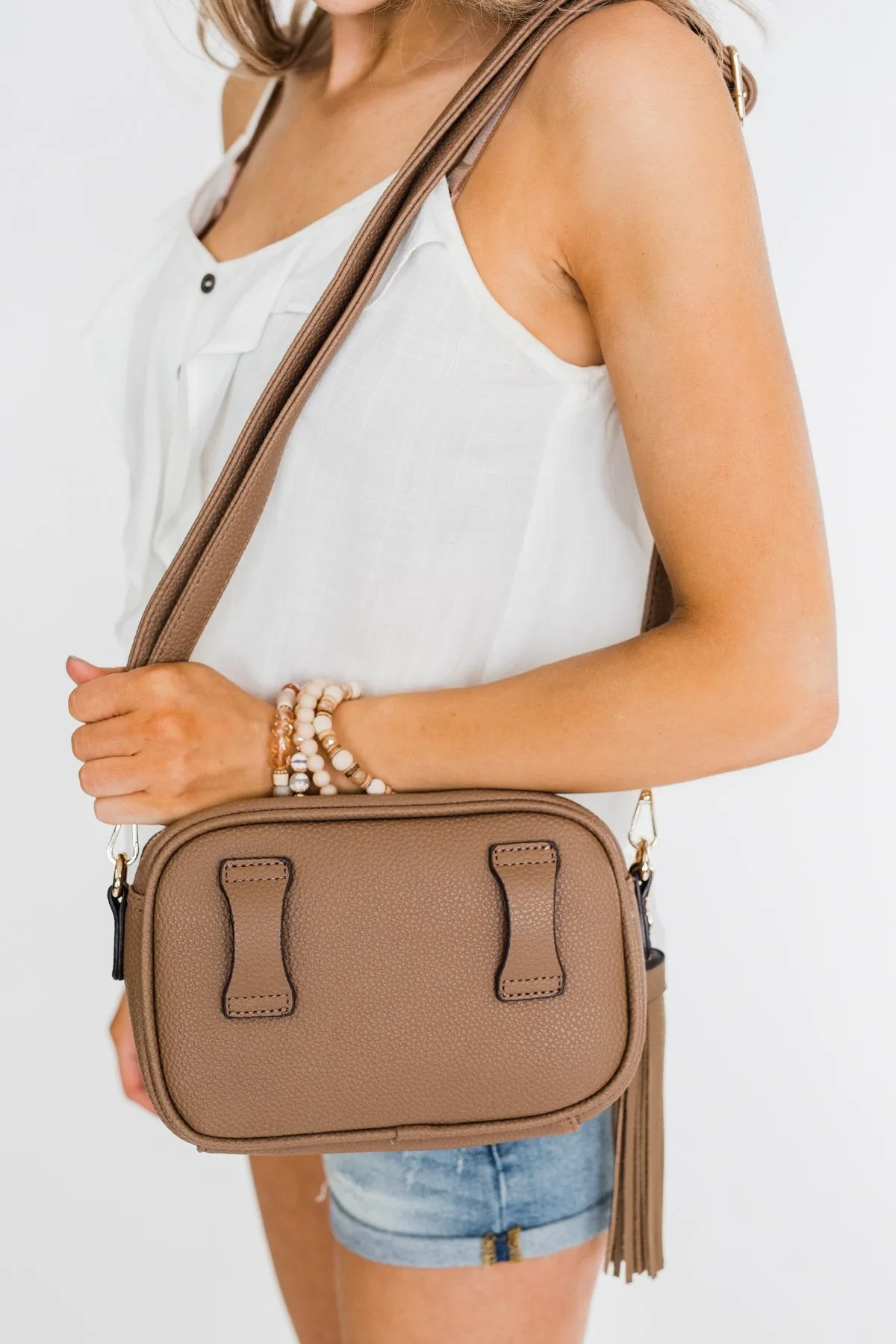 Tassel Convertible Purse- Khaki