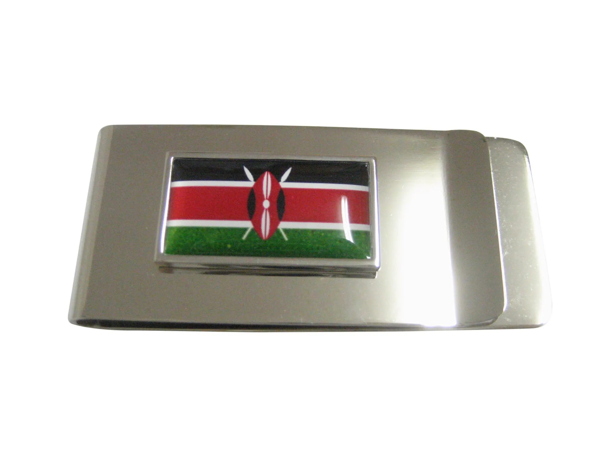 Thin Bordered Kenya Flag Pendant Money Clip