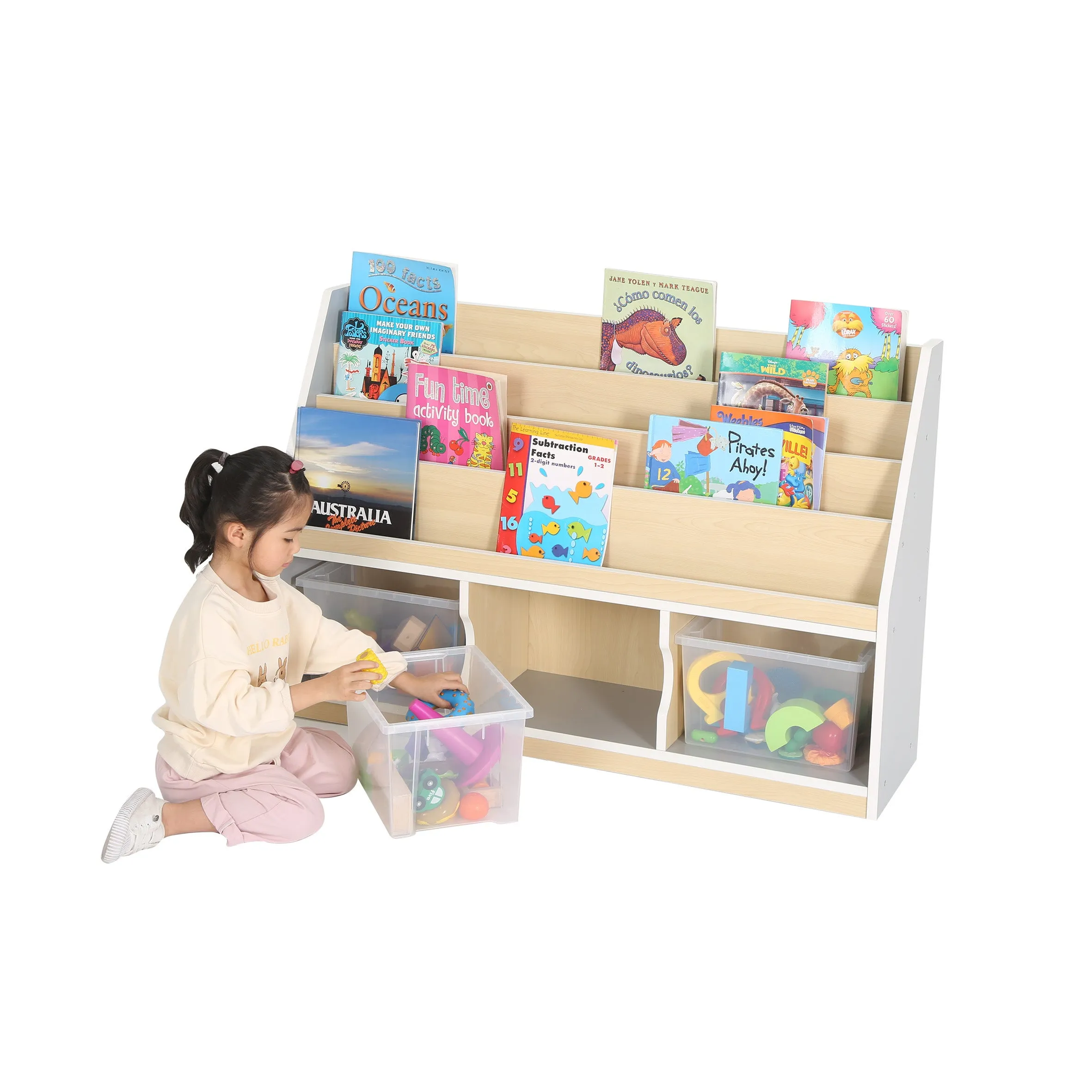 Thrifty Book Storage with 6 Small Trays (Grey)