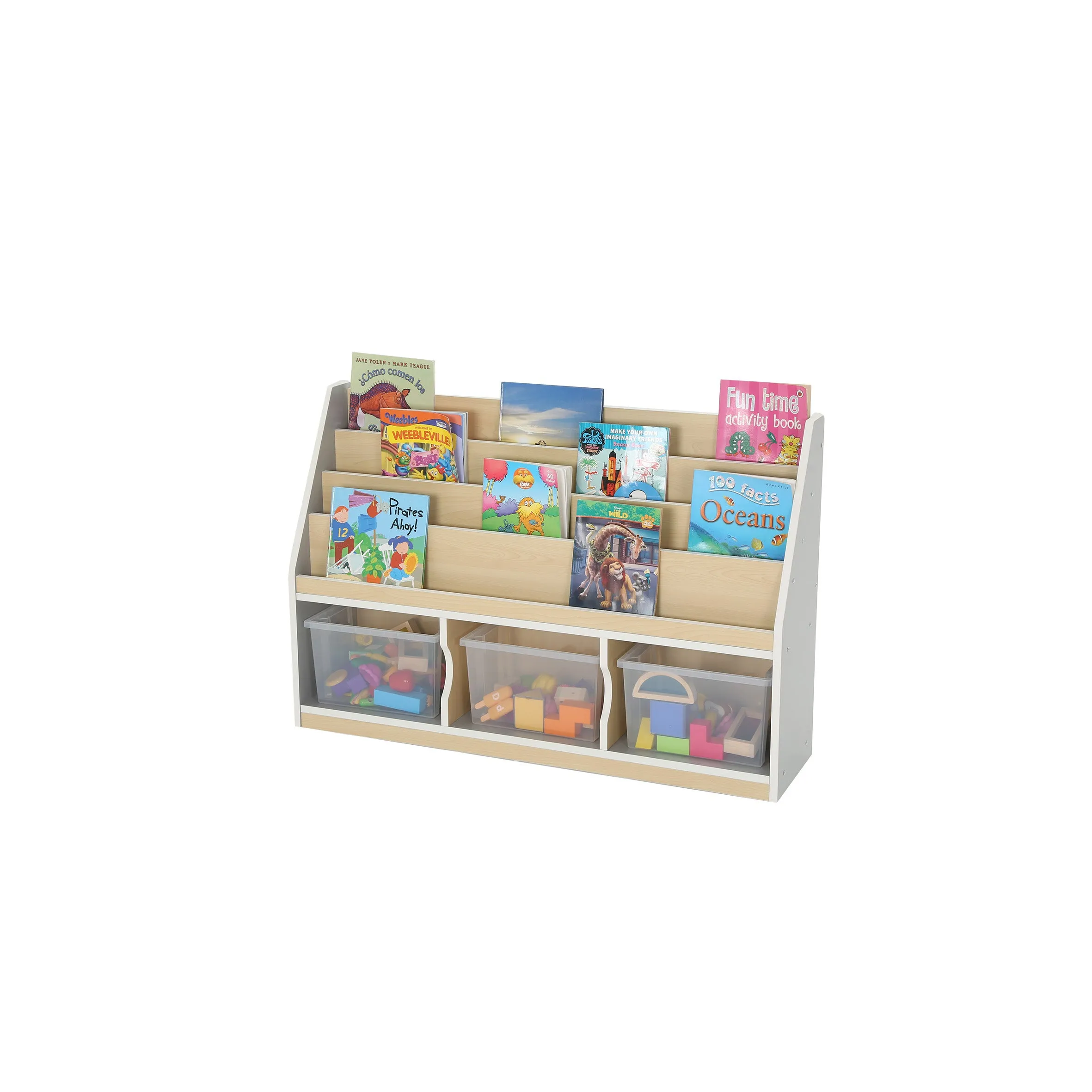 Thrifty Book Storage with 6 Small Trays (Grey)