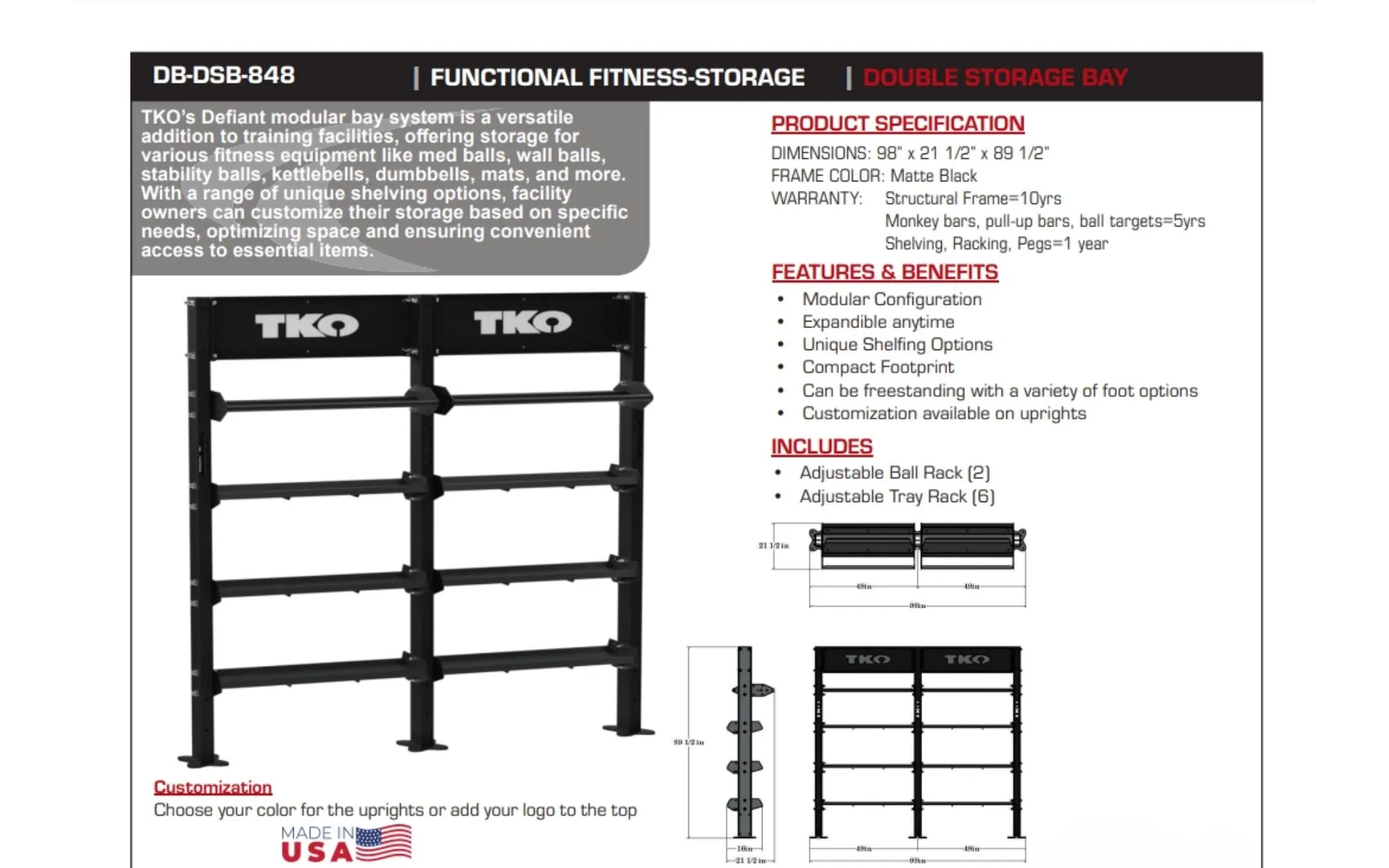 TKO Double Storage Bay DB-DSB-848
