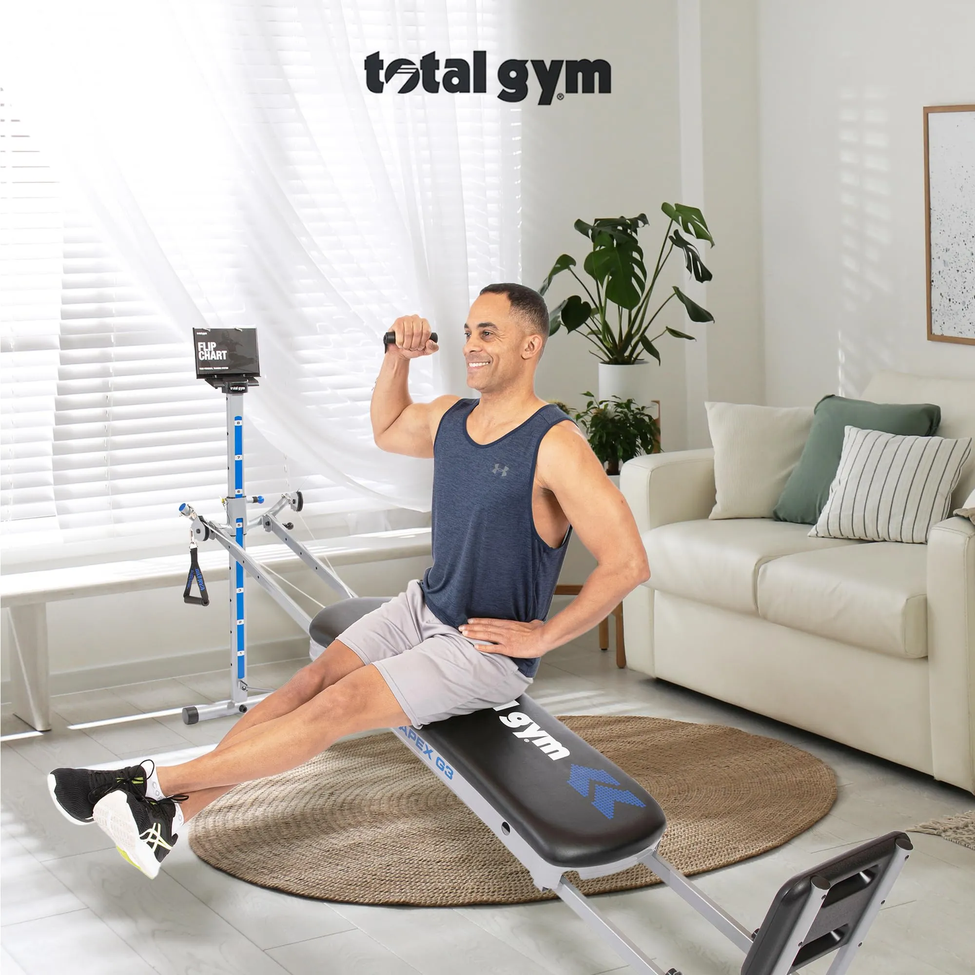 Total Gym APEX G3 Home Gym with Compact Design, Full Body Workout System for Home Fitness with 8 Levels of Resistance and Attachments, Black
