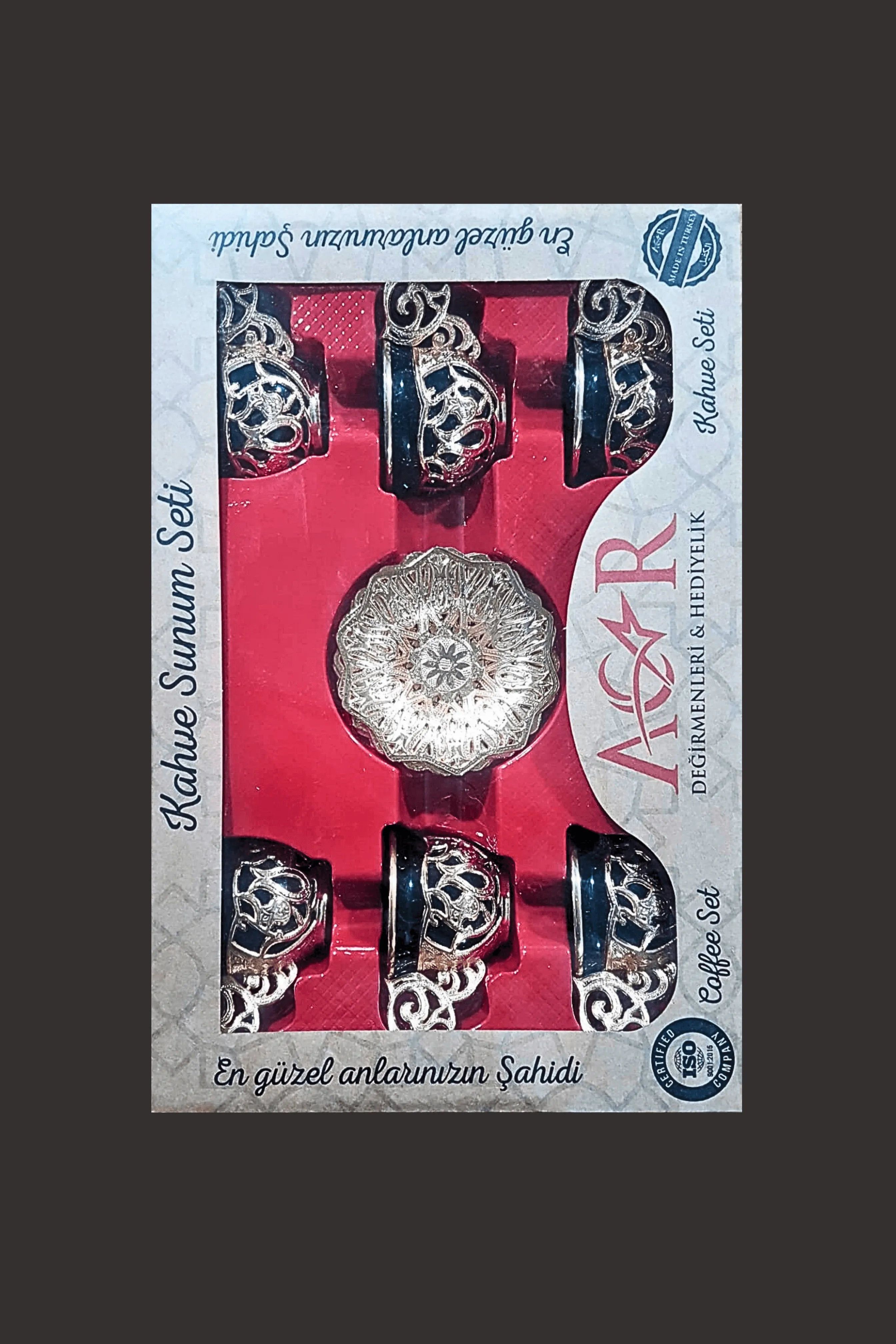 Turkish Greek Arabic Coffee Espresso Cup Saucer Porcelain Set (Gold Color)