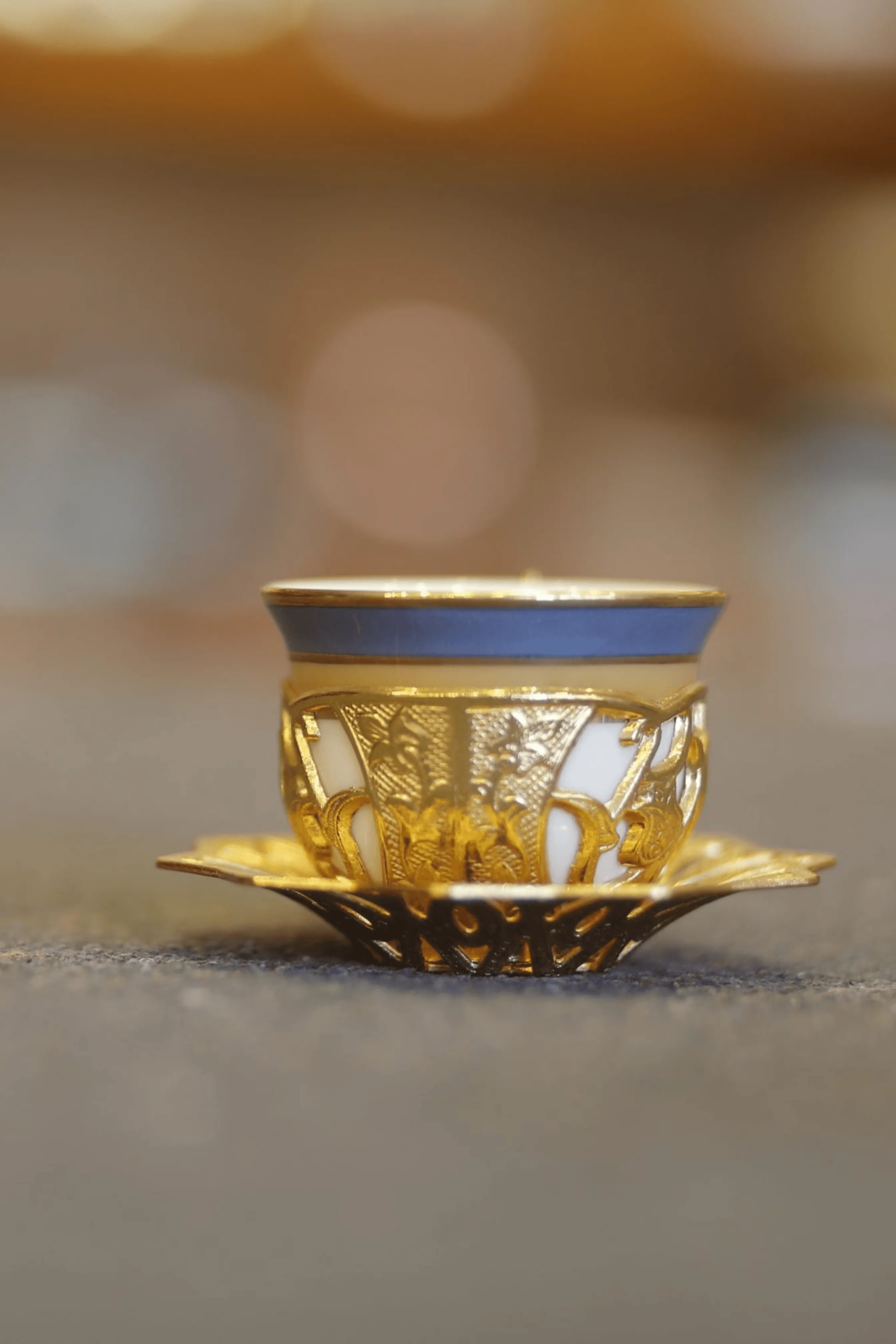 Turkish Greek Arabic Coffee Espresso Cup Saucer Porcelain Set (Gold Color)