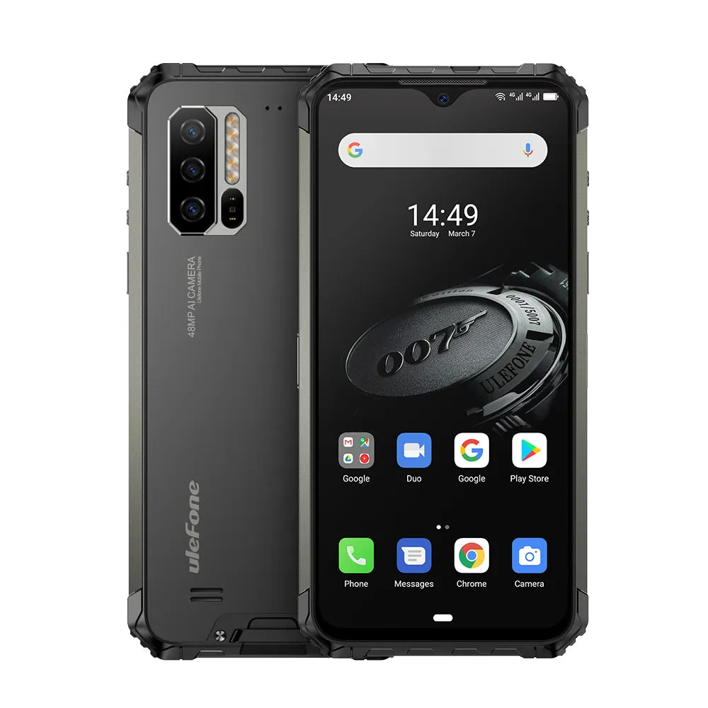 Ulefone Armor 7E Mobile Phone IP68 Rugged Smartphone 4GB 128GB Waterproof Android 9.0 NFC AI Camera Wireless Phone black_Non-European version