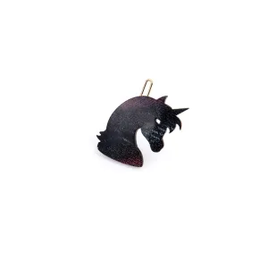 Unicorn Black Handmade Hair Clip