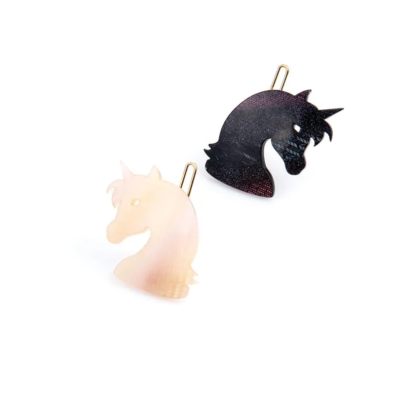 Unicorn Black Handmade Hair Clip
