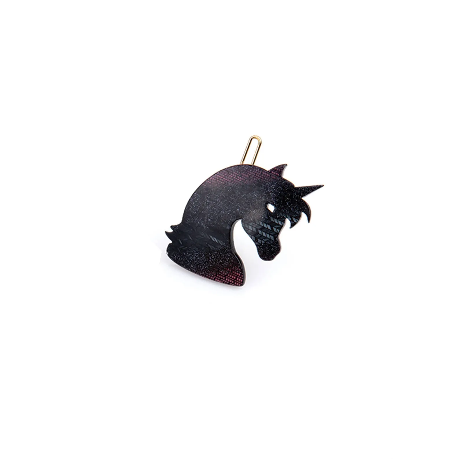 Unicorn Black Handmade Hair Clip