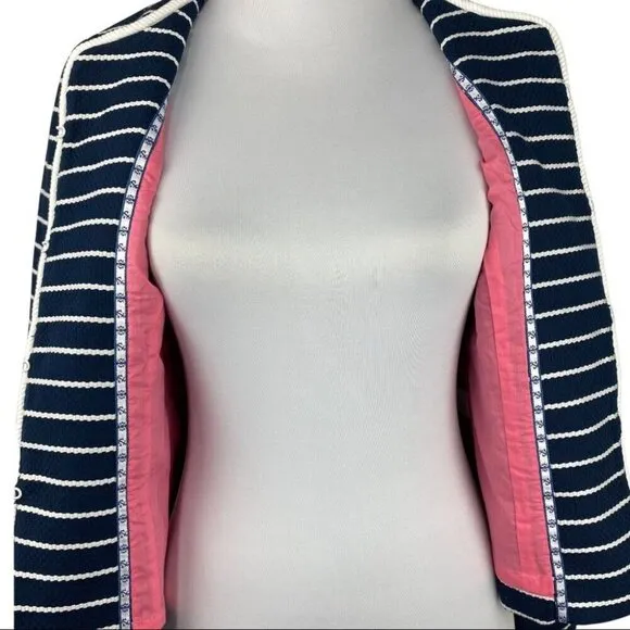 Vineyard Vines Women's NWT Blue Ocean Blvd Cotton Striped Designer Blazer 4/C34