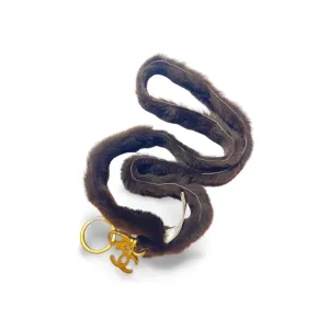 Vintage Chanel brown rabbit fur key strap, keyring with golden CC mark motif. Must have Chanel accessory. Great gift. 070107ac5