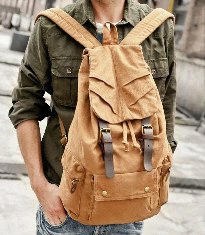 Vintage Cotton Canvas Rucksack Backpack