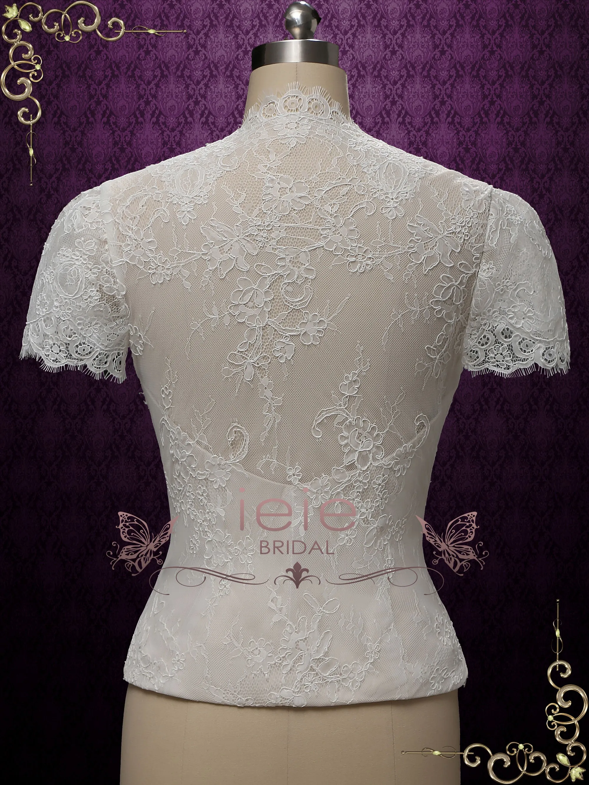 Vintage Style Tea Length Wedding Dress with Short Sleeves | LILY