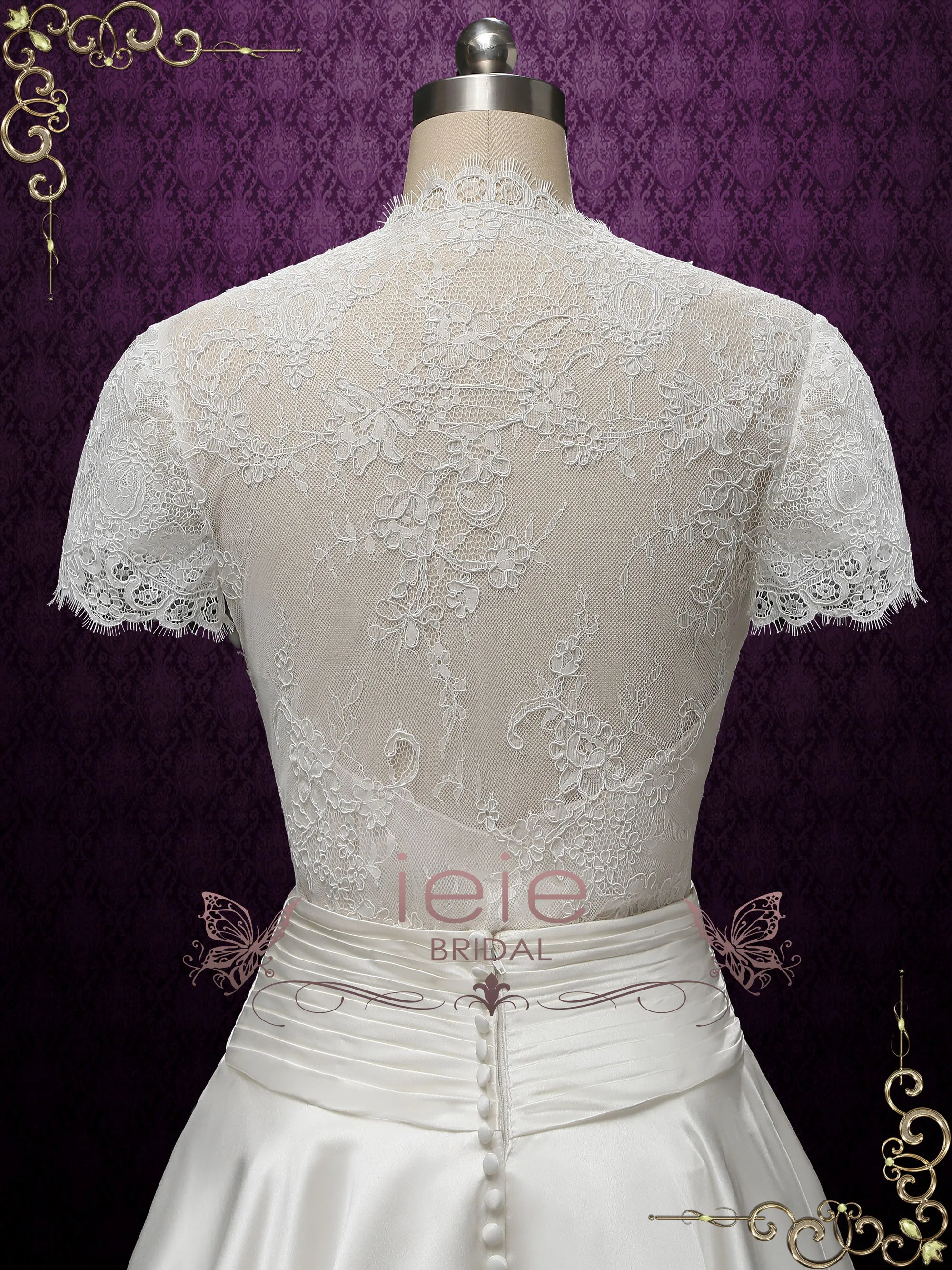 Vintage Style Tea Length Wedding Dress with Short Sleeves | LILY