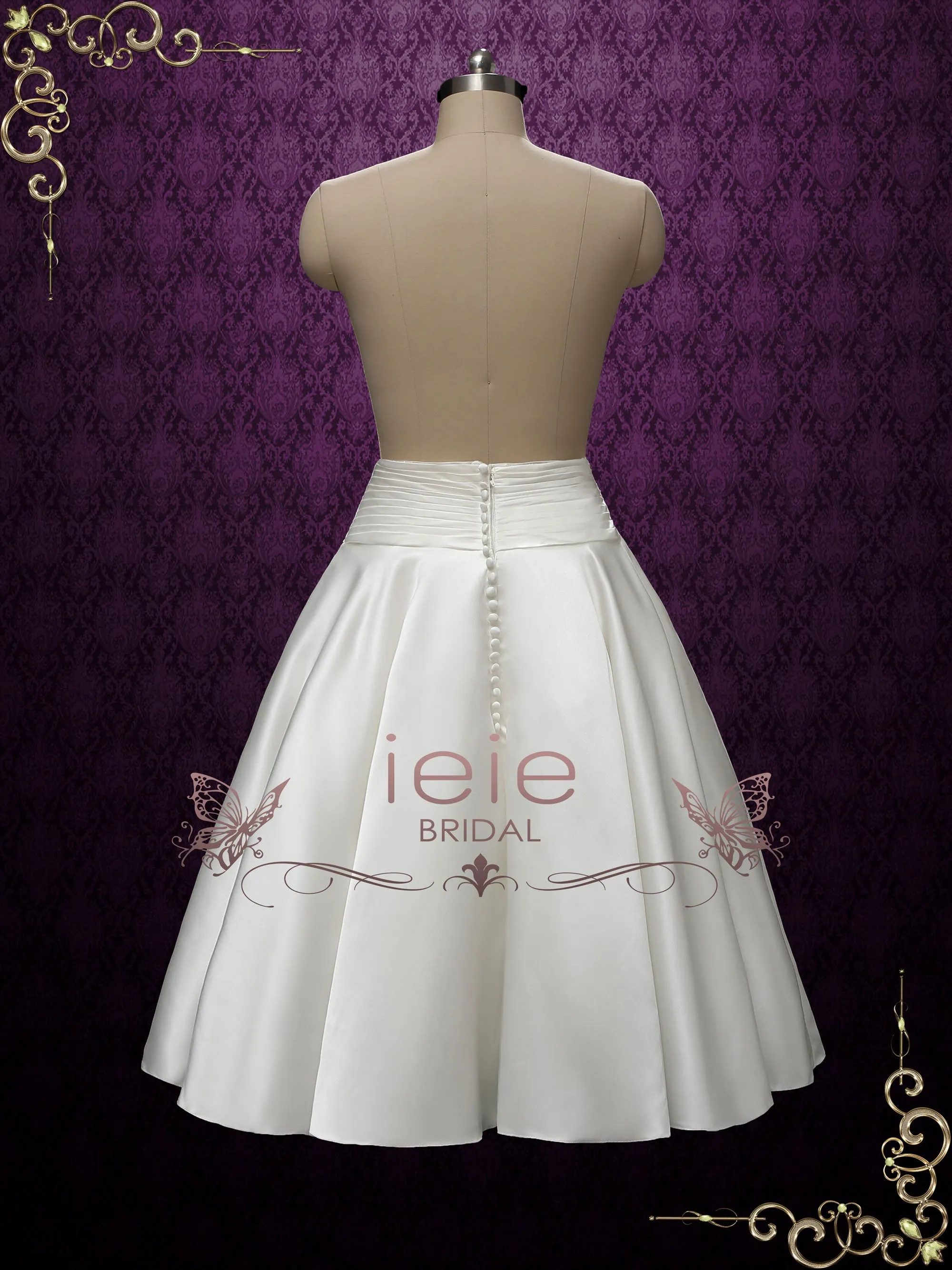 Vintage Style Tea Length Wedding Dress with Short Sleeves | LILY