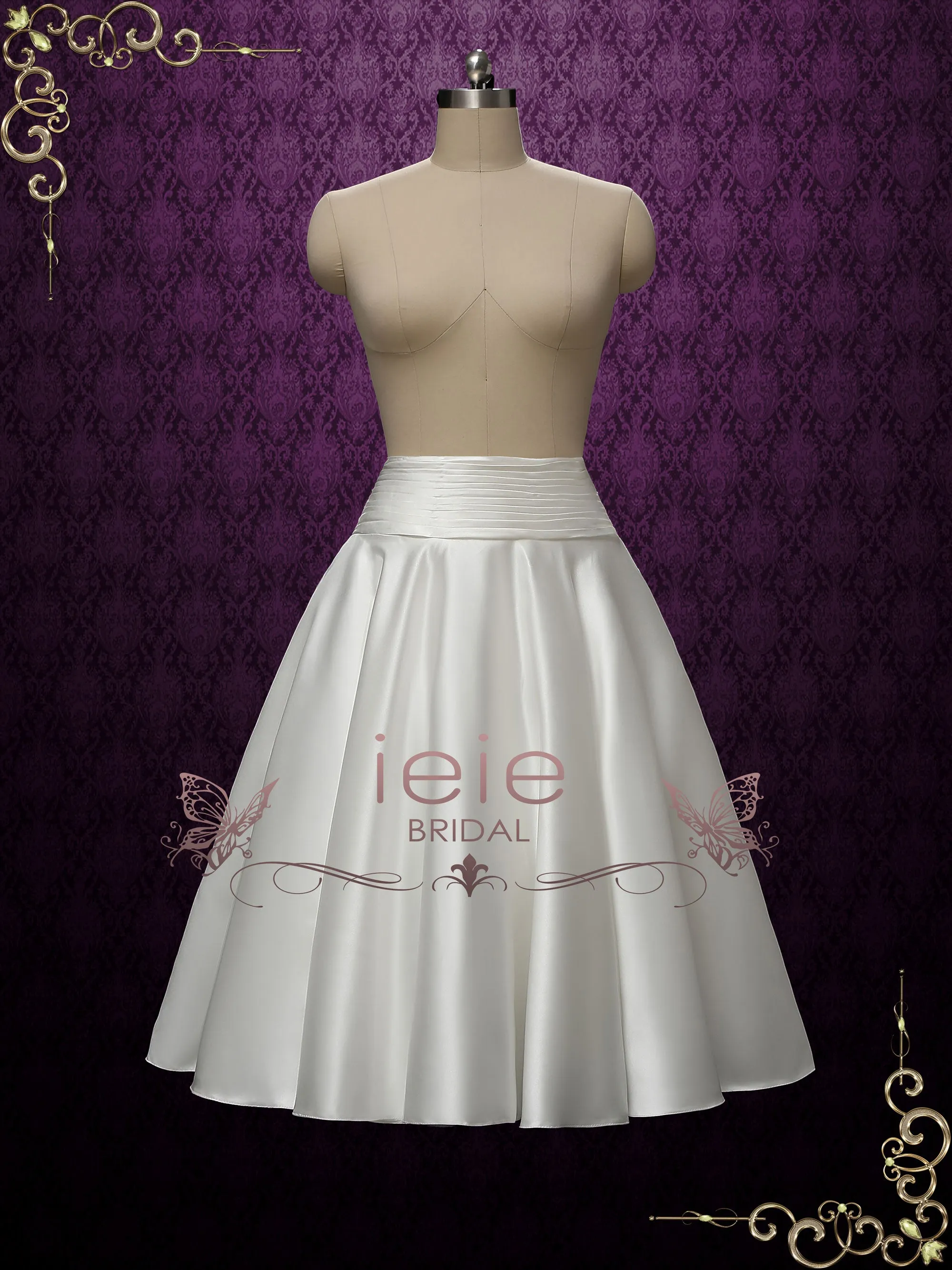 Vintage Style Tea Length Wedding Dress with Short Sleeves | LILY