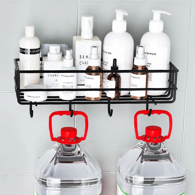 Wall Mounted Hanging Bathroom Kitchen Basket Storage Rack