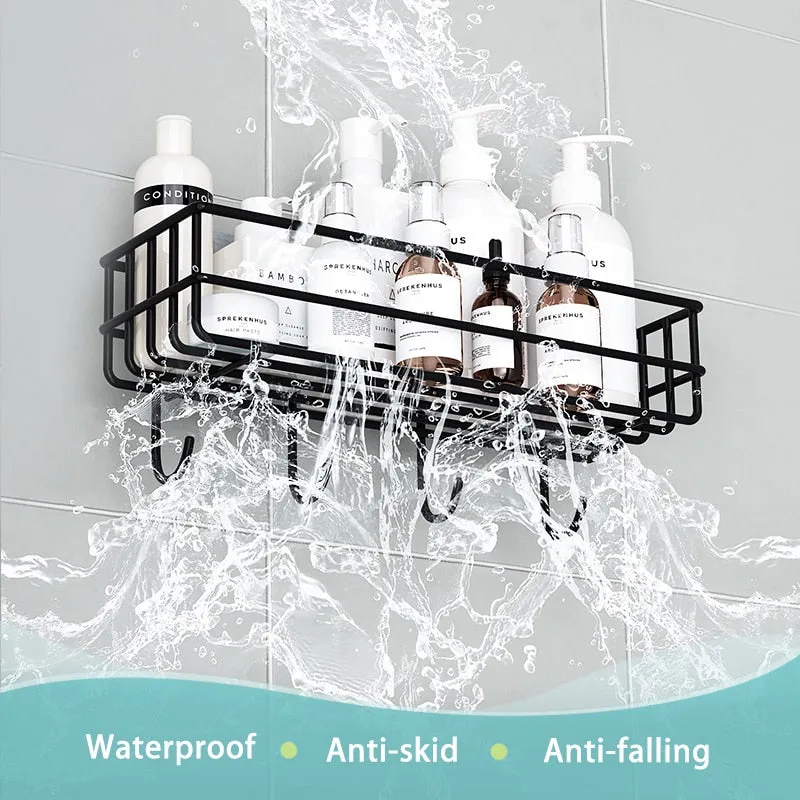 Wall Mounted Hanging Bathroom Kitchen Basket Storage Rack