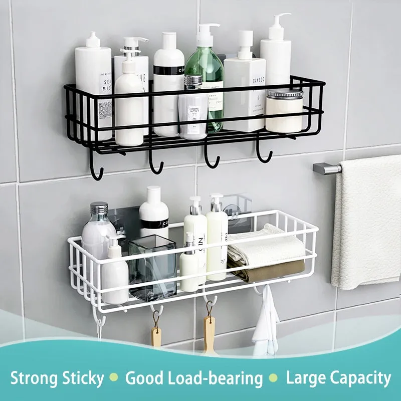 Wall Mounted Hanging Bathroom Kitchen Basket Storage Rack