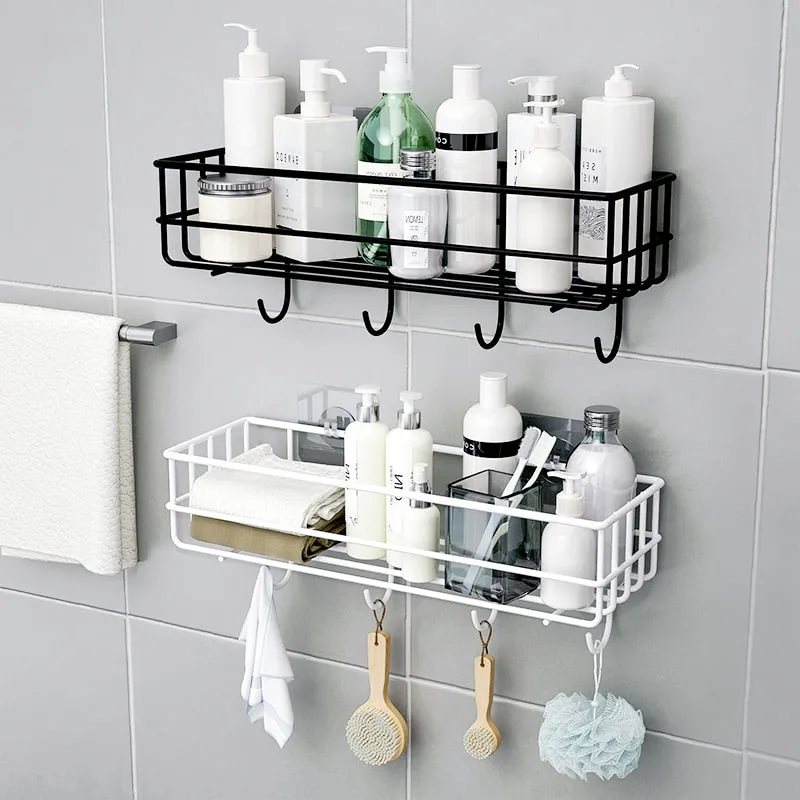 Wall Mounted Hanging Bathroom Kitchen Basket Storage Rack