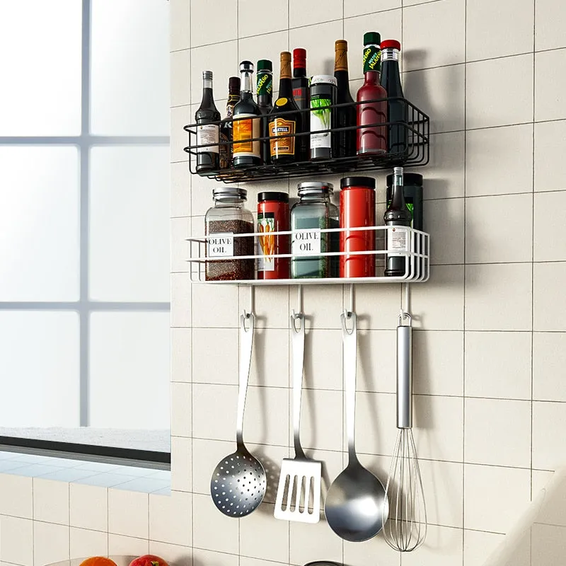 Wall Mounted Hanging Bathroom Kitchen Basket Storage Rack
