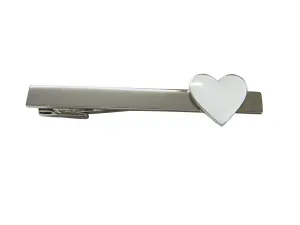 White Heart Love Square Tie Clip