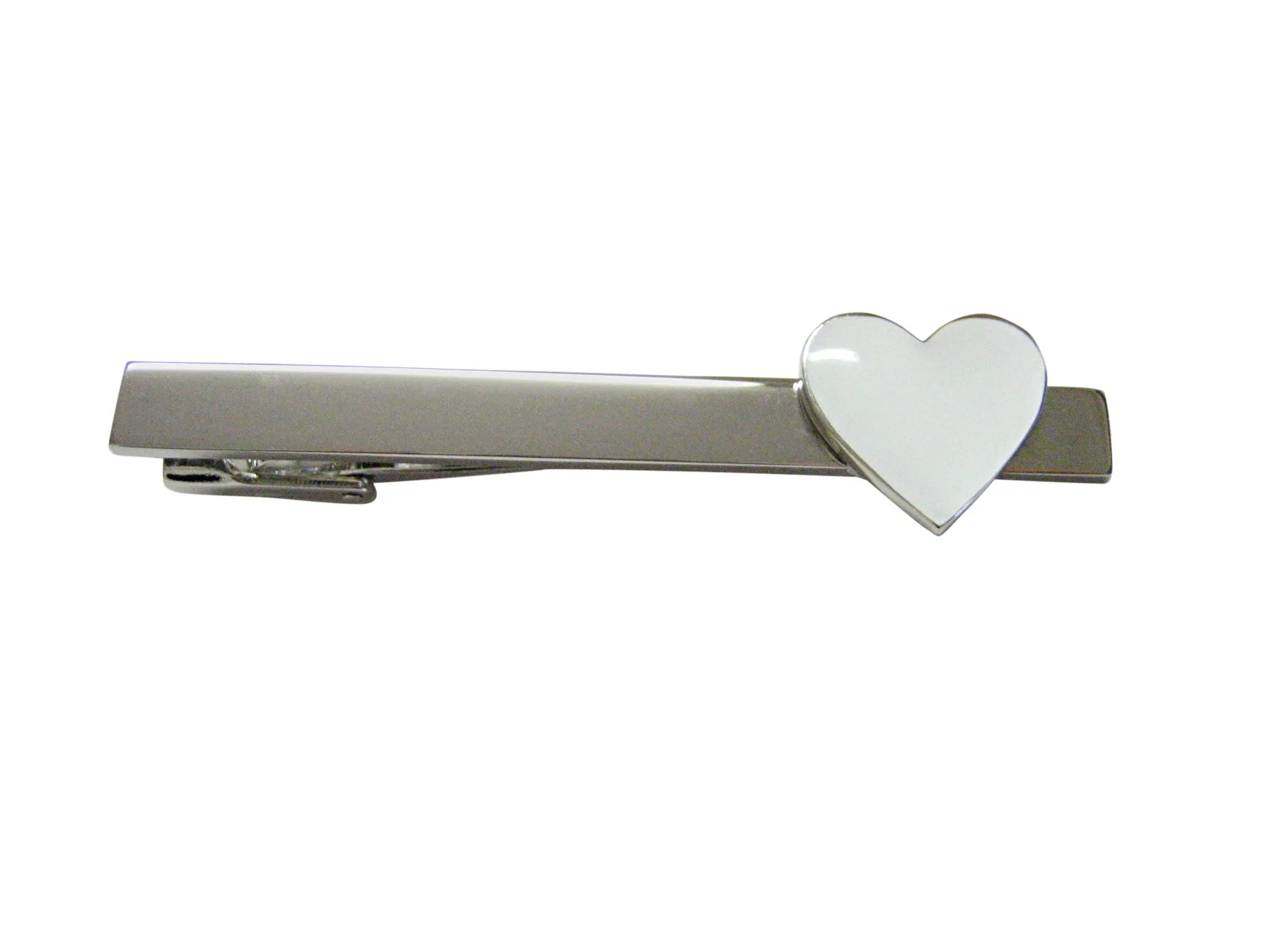 White Heart Love Square Tie Clip
