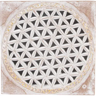 White Washed Cutout Flower of Life Wood Box FB2298 🦚