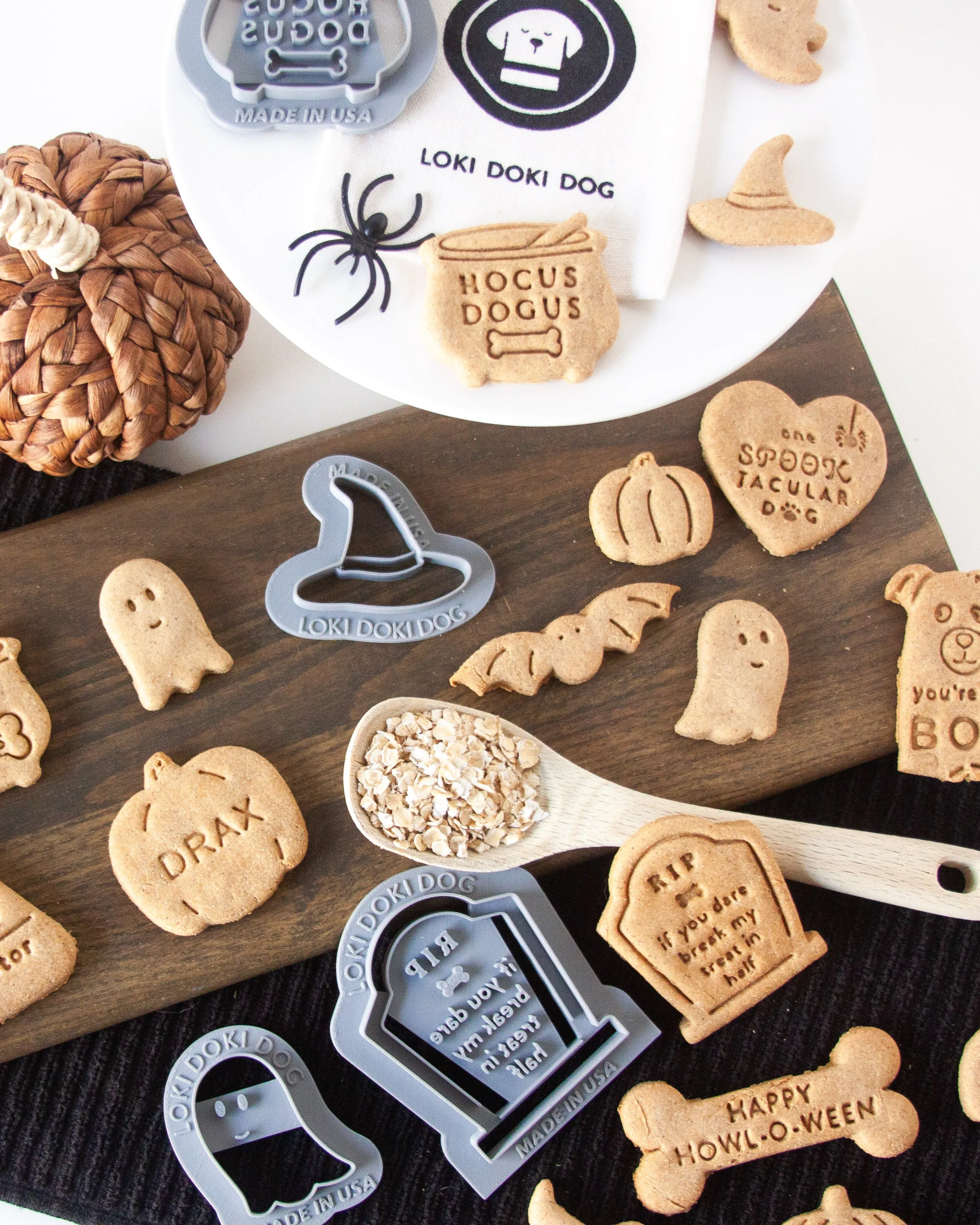 Witch Themed "Tricks for Treats"  Halloween Dog Biscuit Cookie Cutters (BUNDLE of 3)