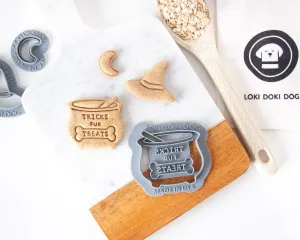 Witch Themed "Tricks for Treats"  Halloween Dog Biscuit Cookie Cutters (BUNDLE of 3)