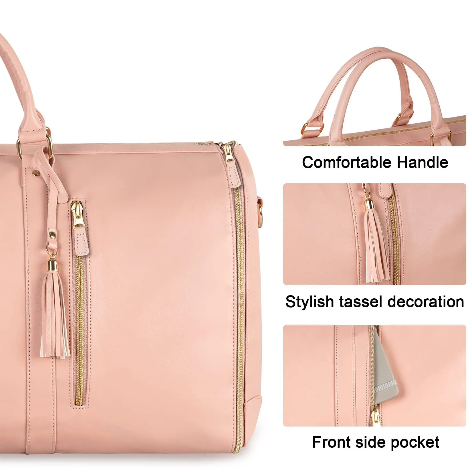 Women Water-proof Large PU Leather Garment Duffle Bags for Travel