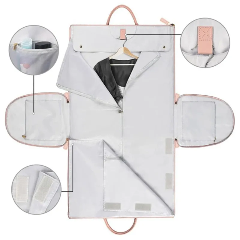 Women Water-proof Large PU Leather Garment Duffle Bags for Travel