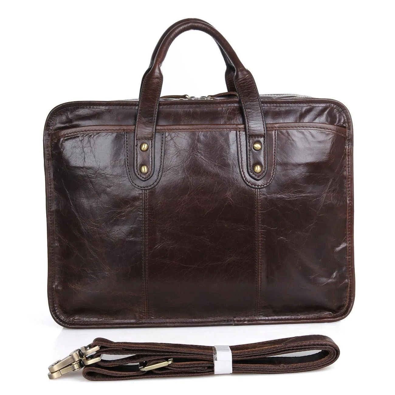 Woosir Vintage Leather Briefcase Fit 16" 17" Laptop