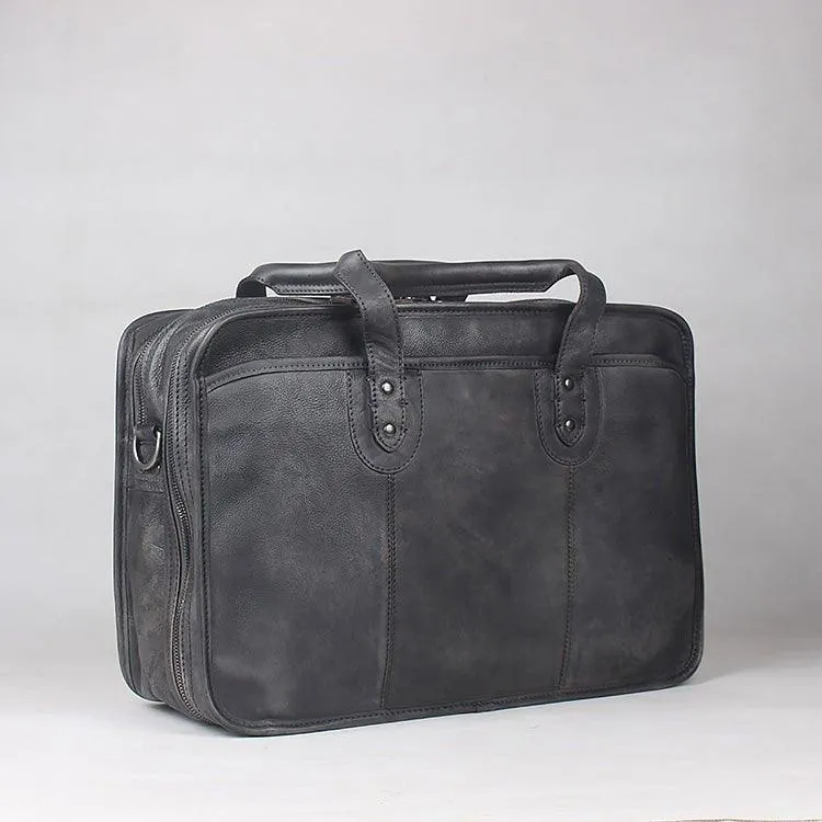 Woosir Vintage Leather Briefcase Fit 16" 17" Laptop