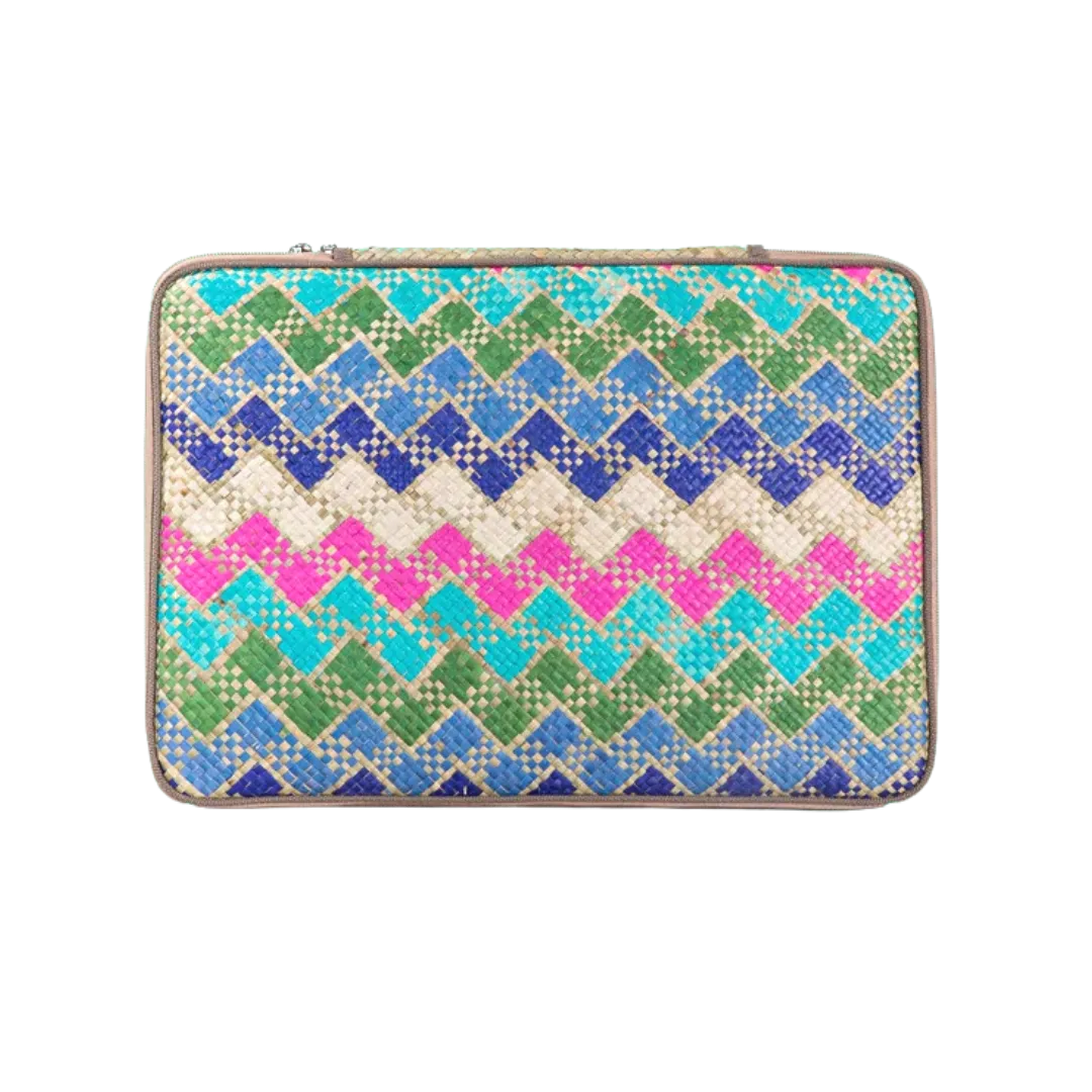 Woven Abre Tikog Grass Tablet Sleeve in Vinta Turquoise