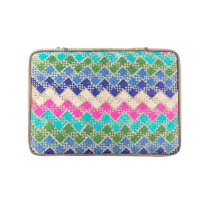 Woven Abre Tikog Grass Tablet Sleeve in Vinta Turquoise