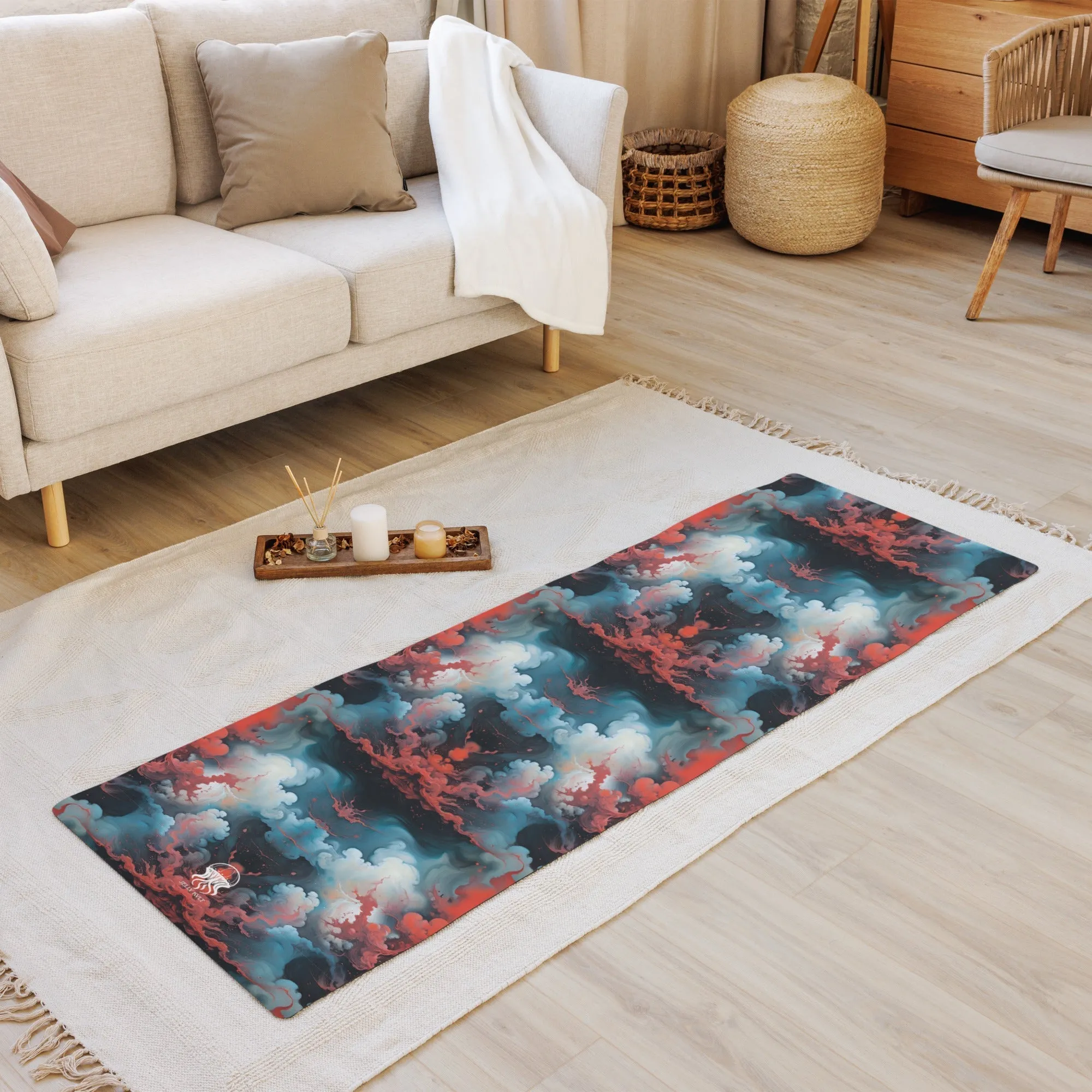 Yoga mat - Ethereal Crimson Flow - Light