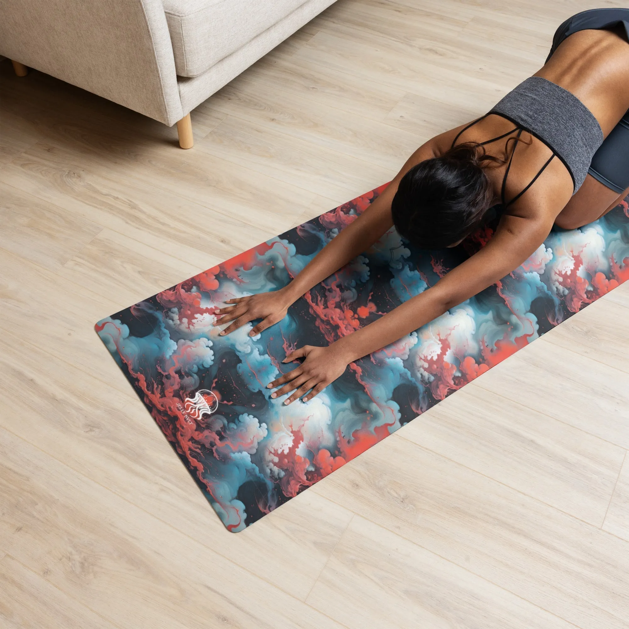 Yoga mat - Ethereal Crimson Flow - Light