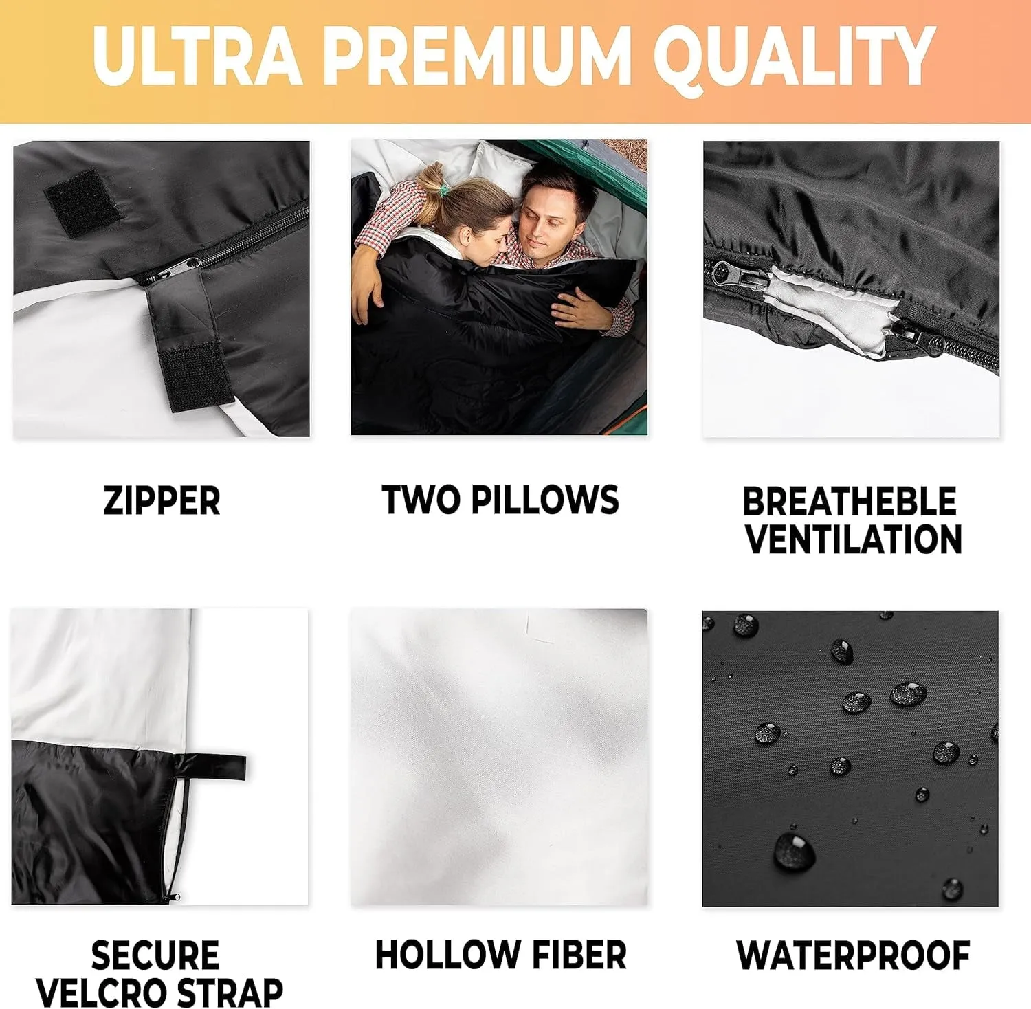Zone Tech Convertible Queen Size Sleeping Bag with Camping Pillow Outdoor Accessories