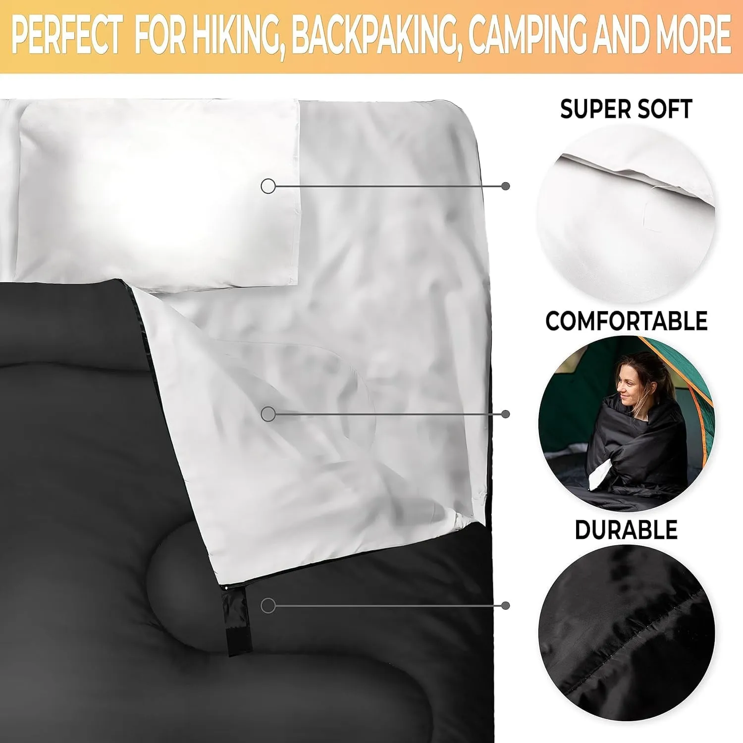 Zone Tech Convertible Queen Size Sleeping Bag with Camping Pillow Outdoor Accessories